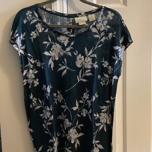 Cynthia Rowley Navy Floral Short Sleeve Top